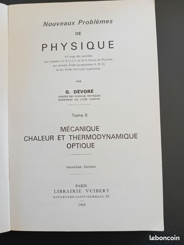 Nouveaux problèmes de Physique Tome 2 VUIBERT (image 2)