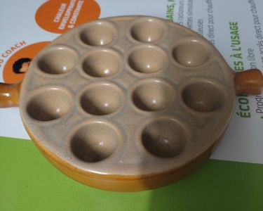 3 Poêlons à Escargots Emile Henry 12 Trous, Céramique Marron, Très Bon état