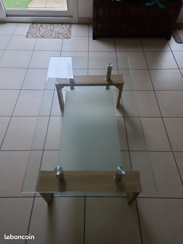Table basse bois et verre (image 3)