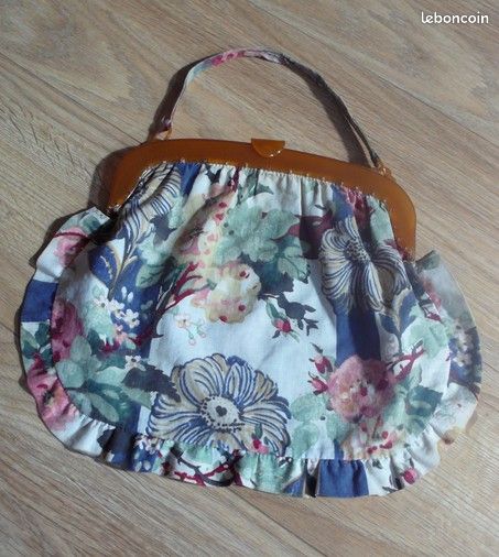 Sac en tissu vintage motif floral (image 1)