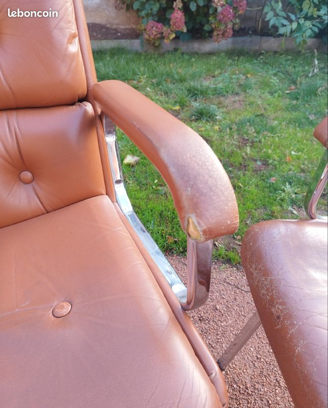 Fauteuil design cuir 1980 (image 5)