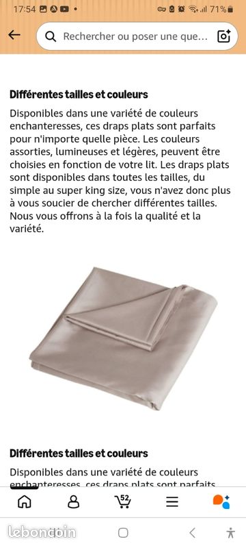 Drap Plat 275 x 275 cm 100% Satin de Coton Doux Confortable 300 Fils hypoallergénique taille super king size Beige / taupe / marron clair / brun une qualité Premium haut de gamme (image 7)