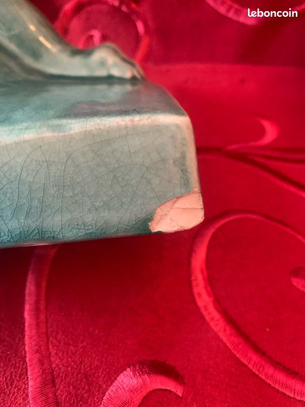Très beau Lion en céramique bleu céladon (image 12)