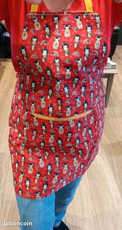 Tablier fait maison reversible poche centrale et doublure (image 1)