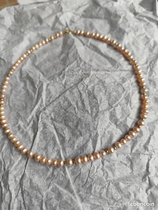 Collier En Perle De Culture Rose Baroque - Plaqué Or Jaune 14k, Neuf Avec étiquettes