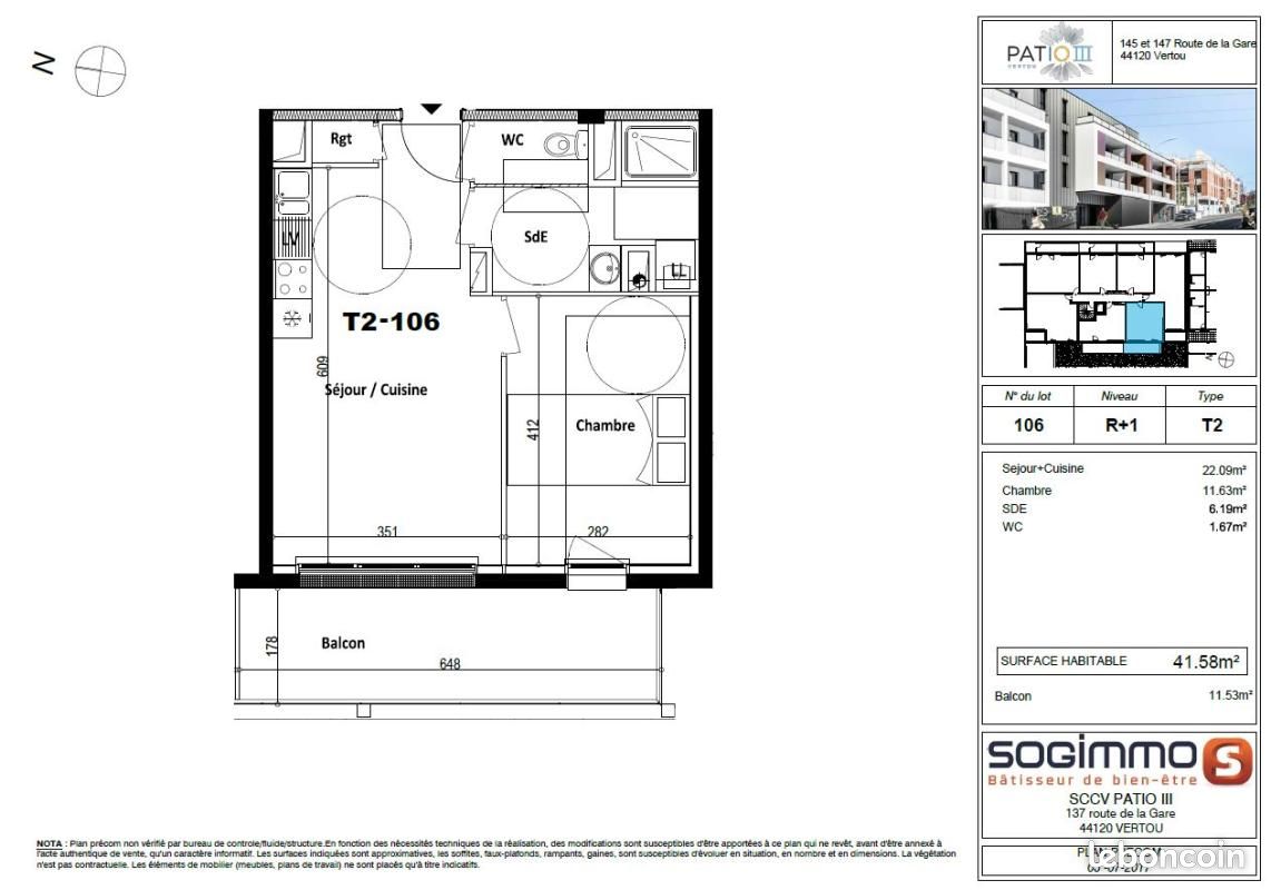 Appartement a louer vertou - 2 pièce(s) - 41 m2 - Surfyn