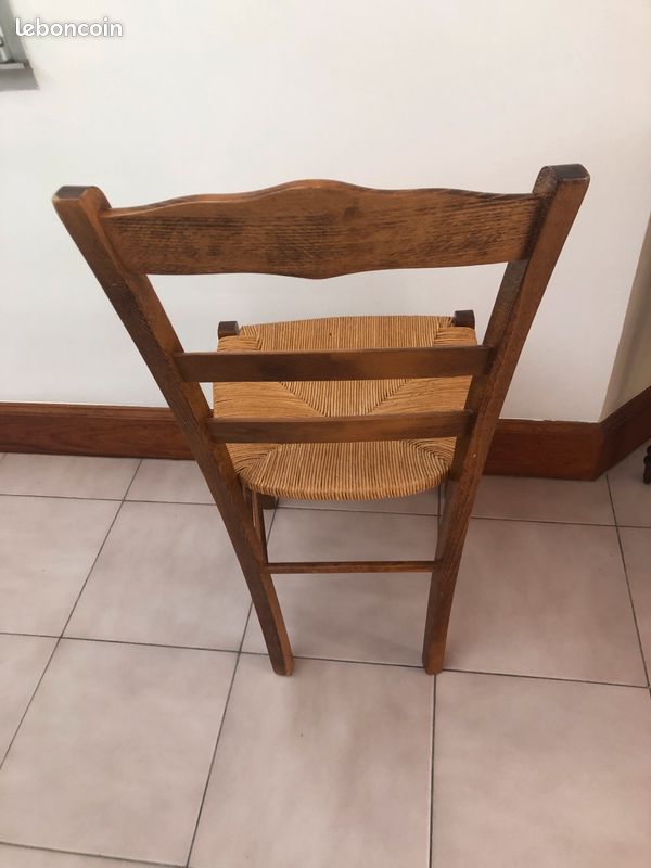 Lot 4 chaises bois et paille (image 3)