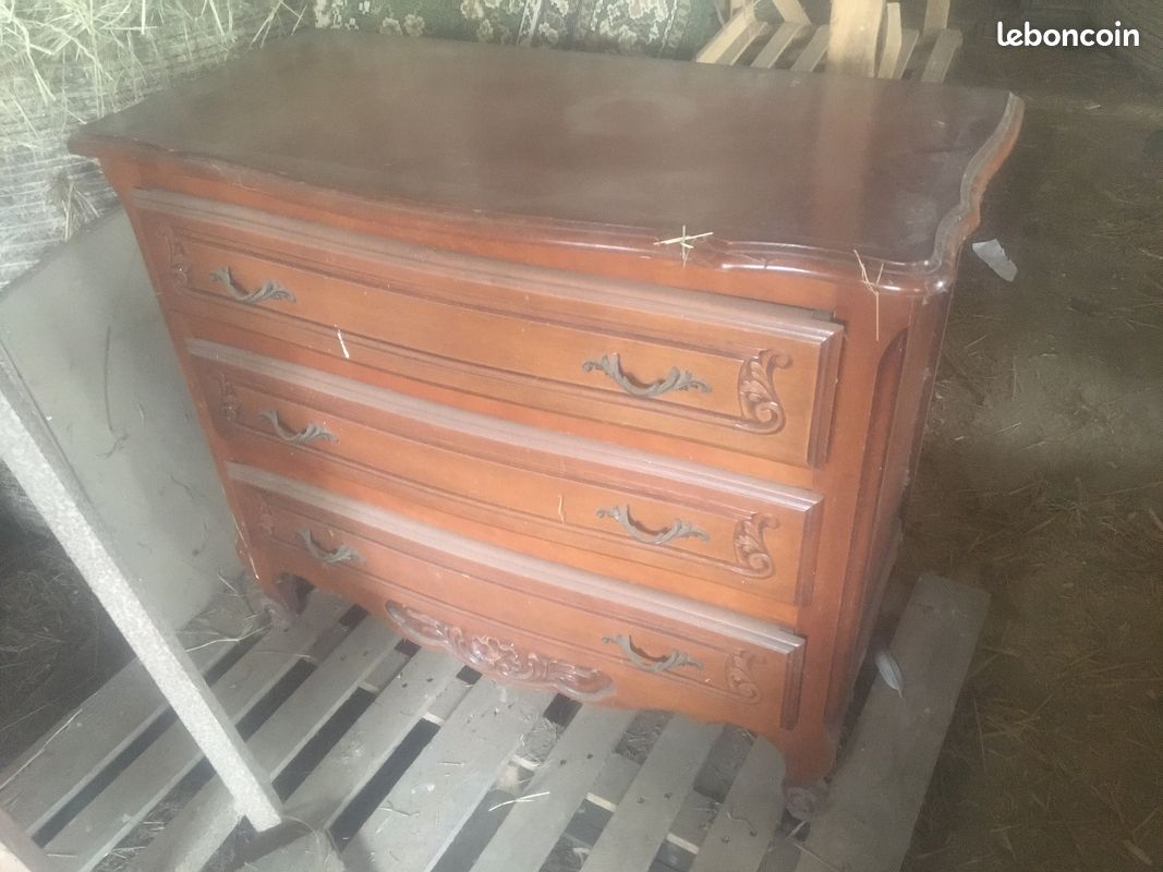 Commode bois massif 3 tiroirs (image 1)