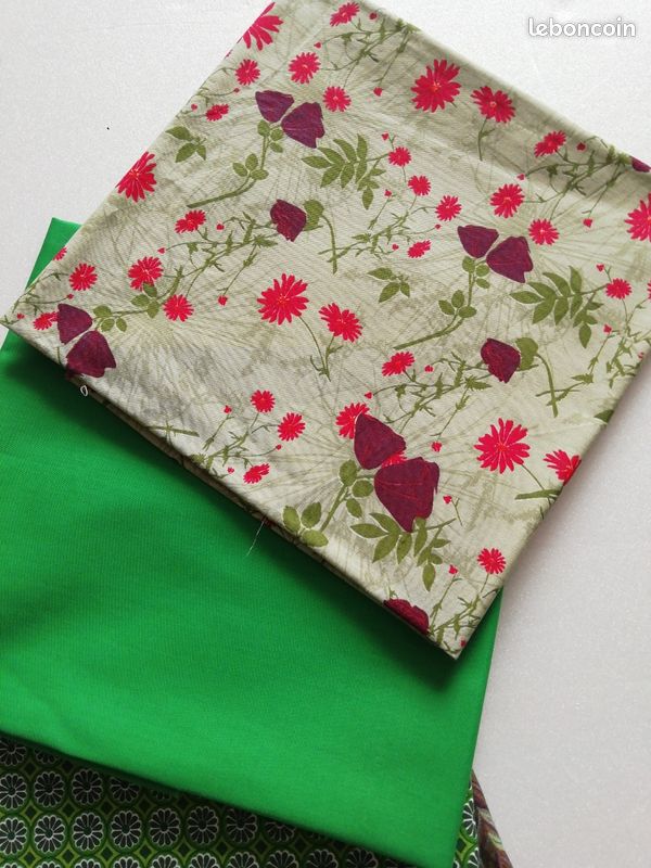 Lot coupons de tissu patchwork vert (image 2)