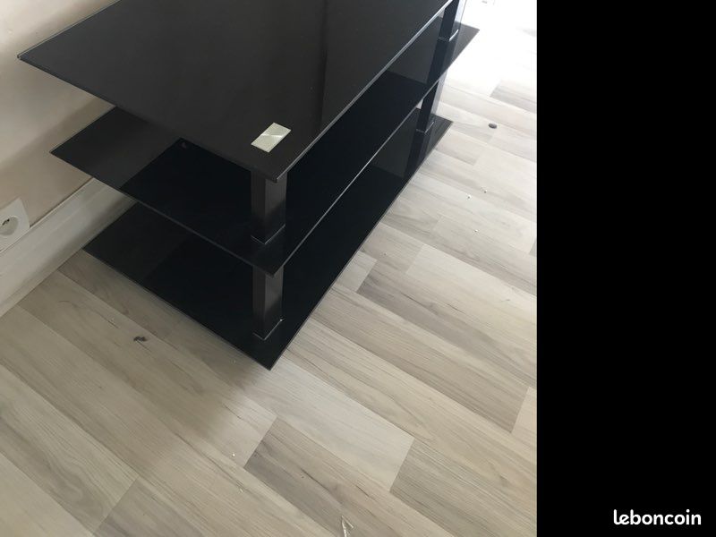 Meuble tv vitré noir télé (image 3)