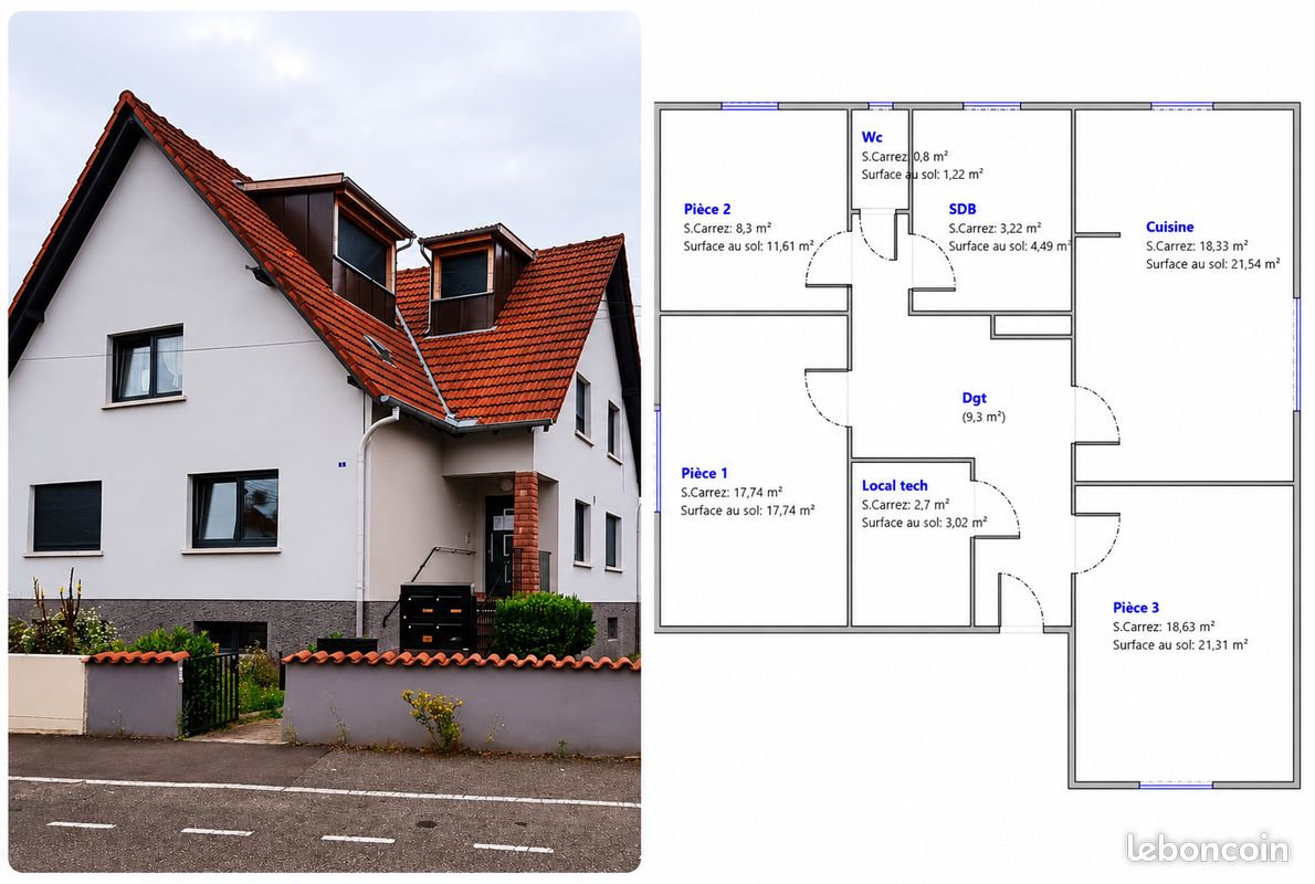 Appartement 4 pièces 79 m² · à Haguenau · 79 m² · 1 100 €