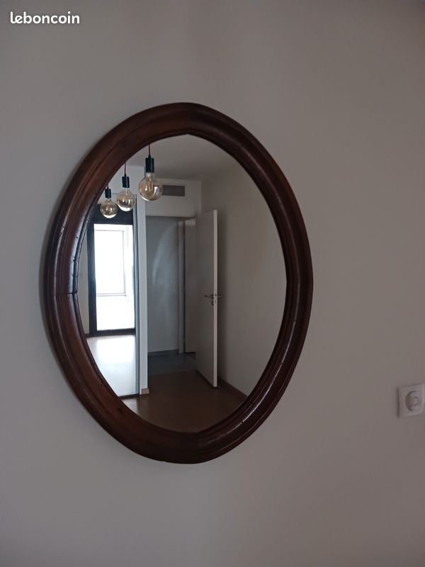 Miroir ovale bois massif (image 1)
