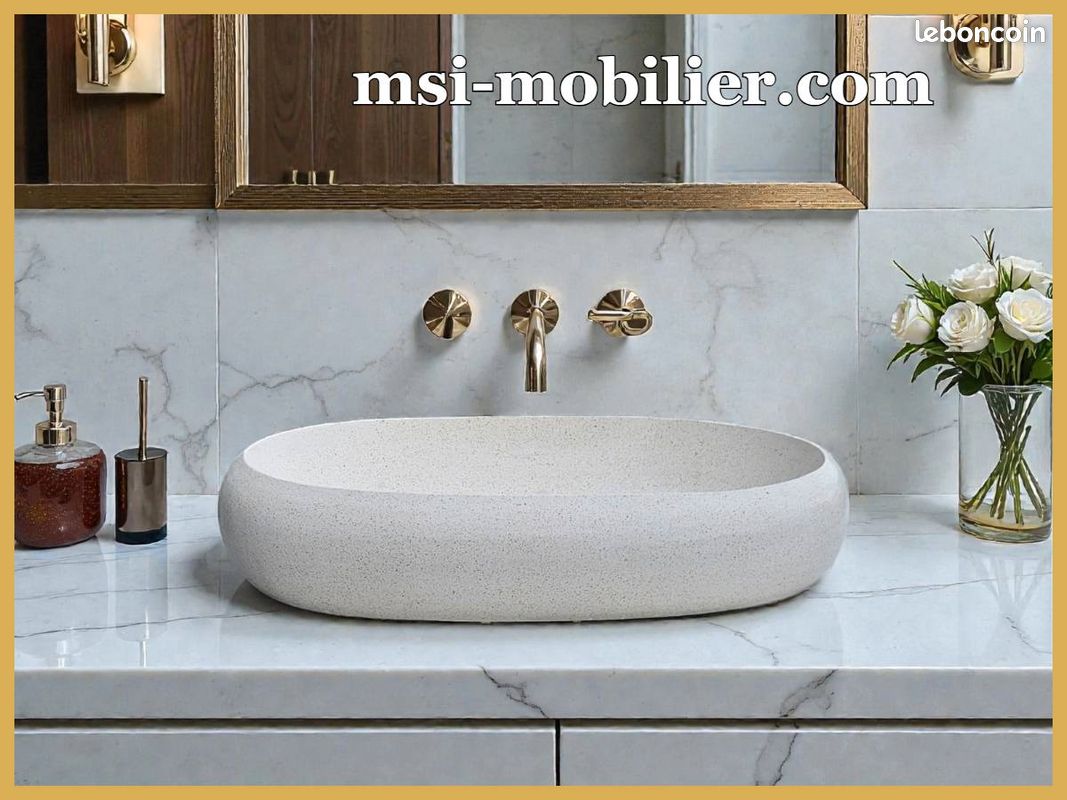 ❤️ Vasque à poser en pierre Terrazzo - style contemporain pour une salle de bain chic et raffinée (image 1)