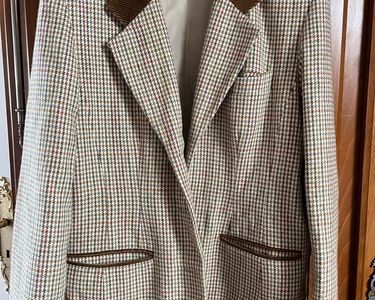 Sandro Cropped blazer met tweed-look en pied-de-poule dessin • Zwart