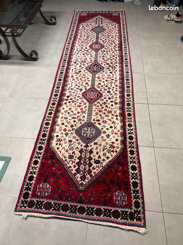 Grand tapis couloir laine epaisse oriental 305x82 (image 1)