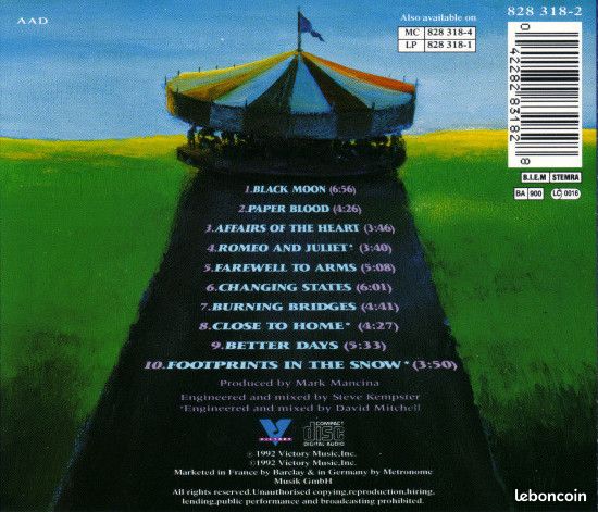 Keith Emerson, Greg Lake & Carl Palmer – Black Moon - CD Victory 828 318-2, 1992 (image 2)