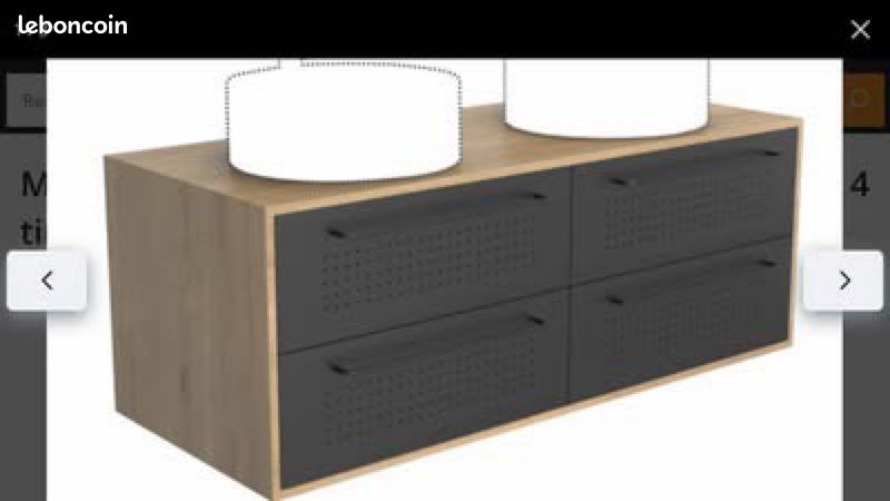 Meuble de salle de bains 120 cm - chêne naturel et métallique noir - 4 tiroirs - Dotz AURLANE (image 1)
