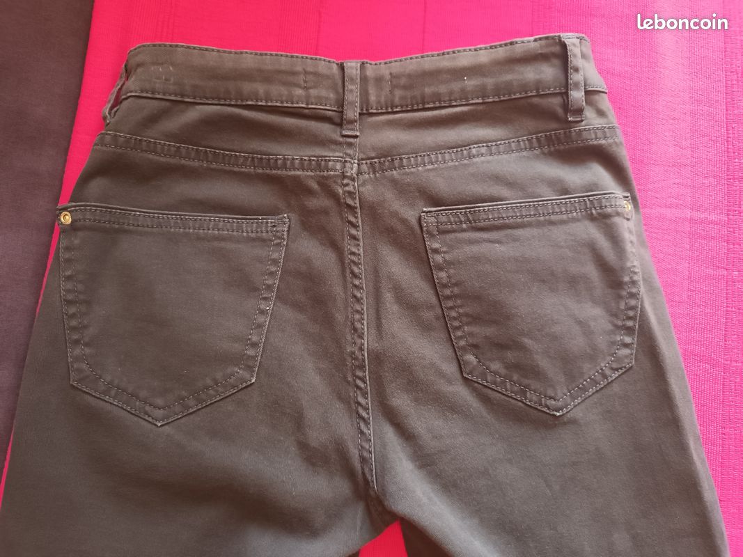 Camaieu Taille Pantalon Kaki Femme Camaieu Pantalon Droit En Lin