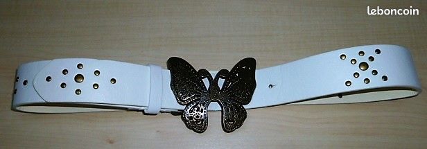 Ceinture femme blanche long 85 cm boucle papillon (image 1)
