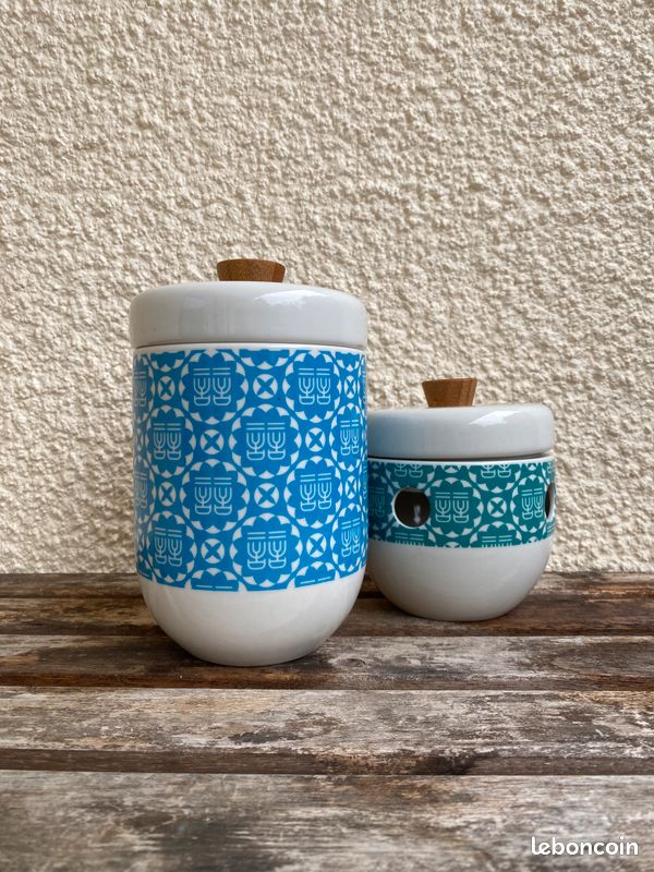 Lot de pots en céramique motif japonais (image 1)
