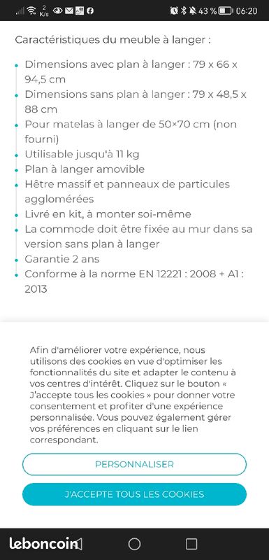Meuble/table à langer at4 très bon etat (image 3)