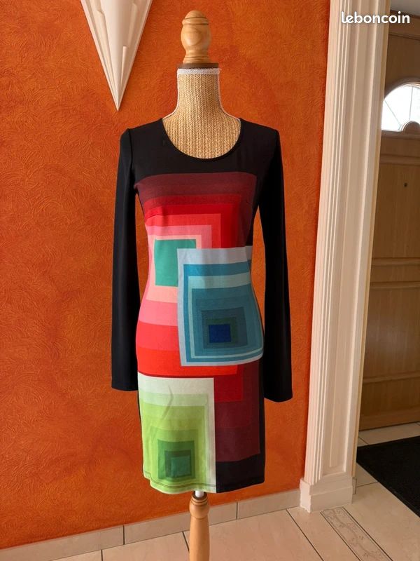 Desigual robe longue manches longues colorée femme taille