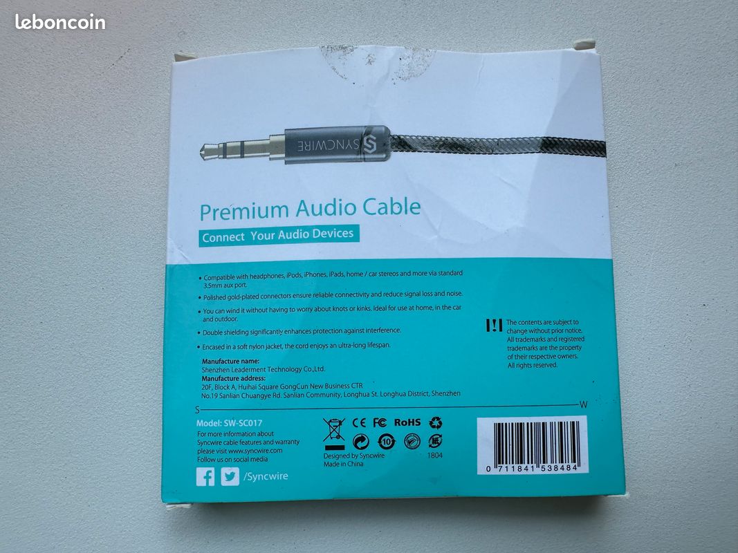 Premium audio cable - 1m - Neuf (image 2)