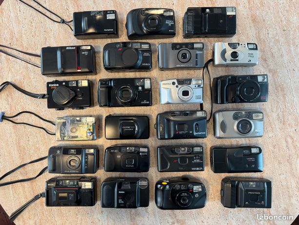 KONICA POP JAPAN : Ensemble de deux appareils photo argentiques compact