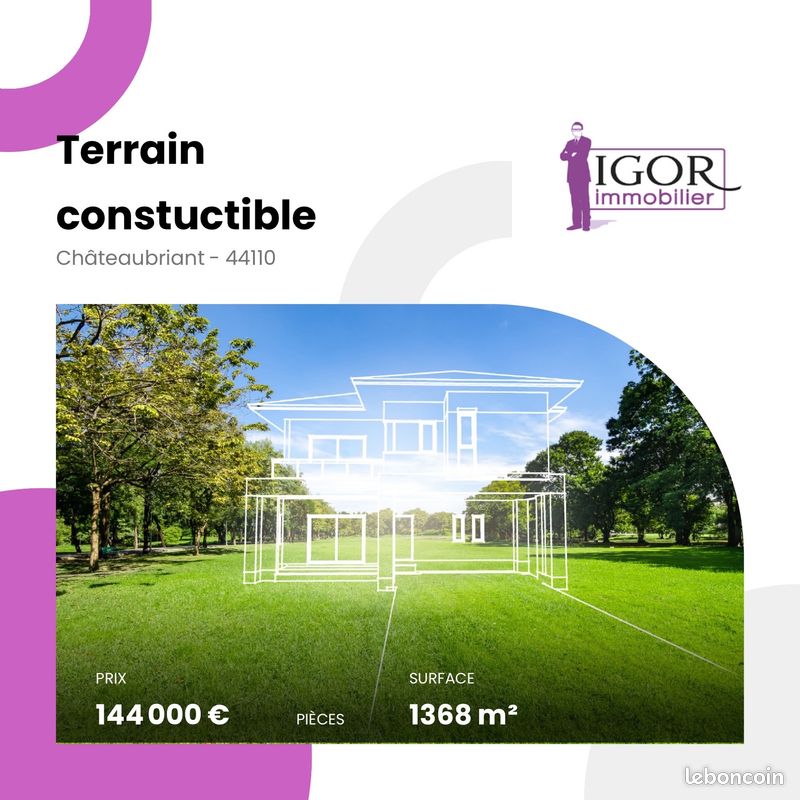 Terrain 1368 m² · à Châteaubriant · 1 368 m² · 144 000 €