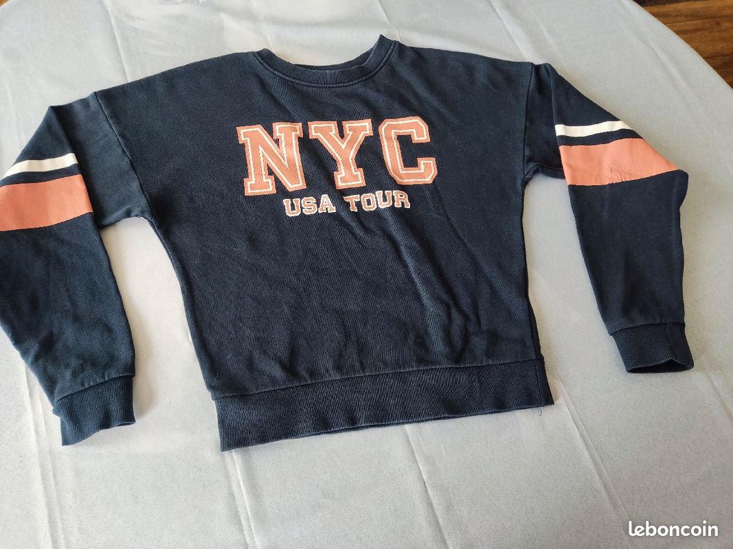 Sweat shirt bleu foncé Kiabi (image 1)