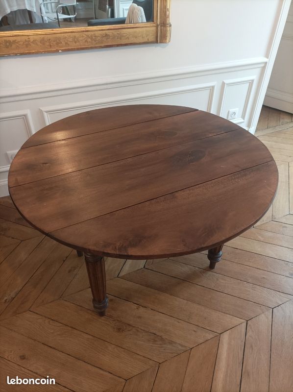 Table ronde ancienne d’époque Louis-Philippe – À abattants (image 3)