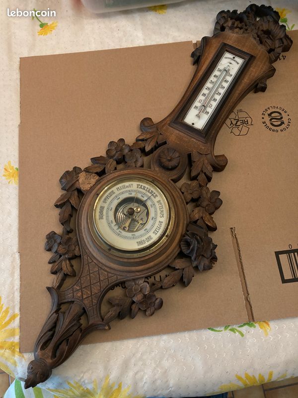 Thermomètre baromètre ancien (image 1)