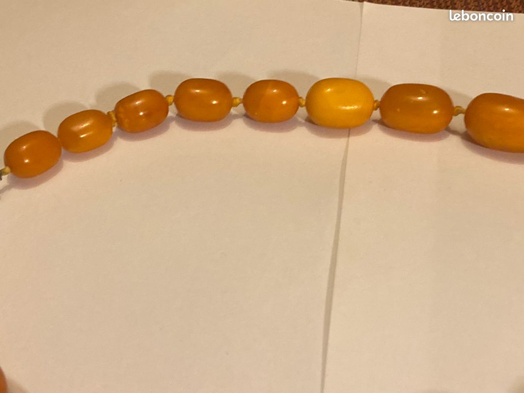 Collier Ancien En Perles D'ambre Naturel De La Baltique - Longueur 20 Pouces (env. 50 Cm) - Vintage