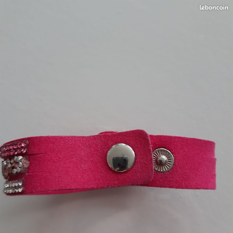 Bracelet "belette" - rose fuchsia argenté (image 2)