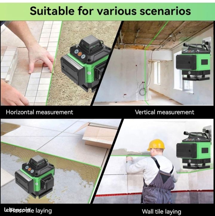 Niveau Laser Vert 16 Lignes Avec Batteries Et Télécommande - Boîte Incluse