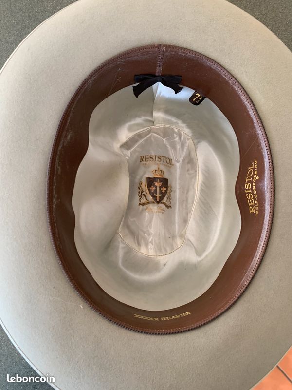 Chapeau Cowboy Resistol Vintage Beige, Castor, Fer à Cheval Diamant, Taille 6 3/4 L