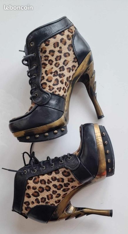 Bottines léopard talons hauts New Rock Chaussures - Main Image