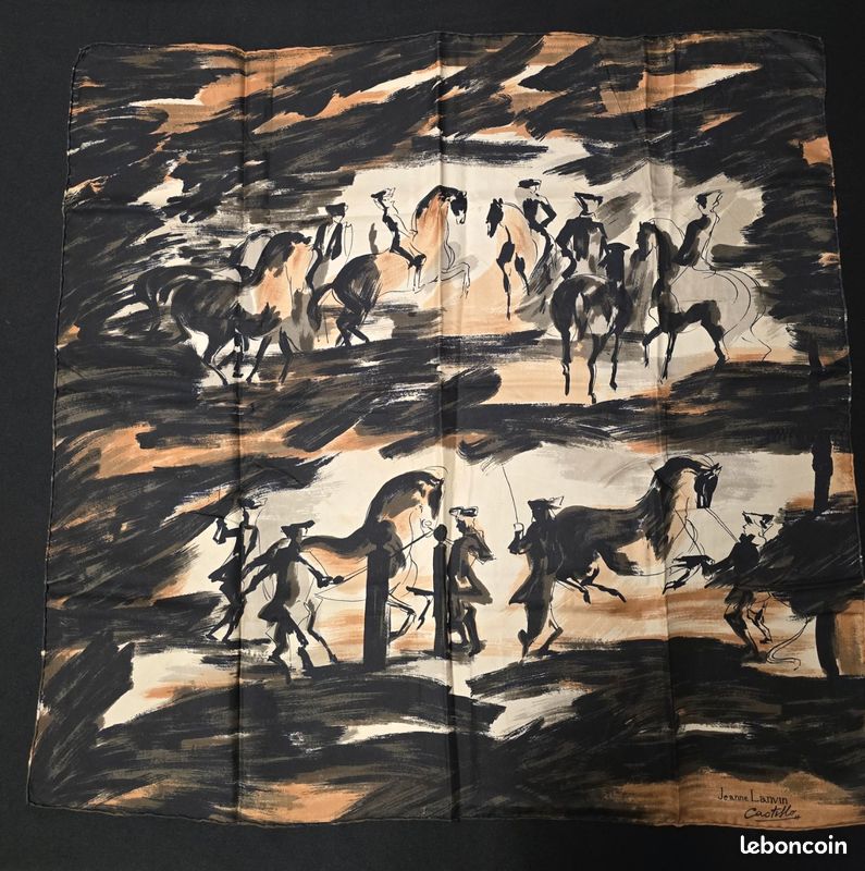 Foulard Carré Vintage Lanvin En Soie - Imprimé Fleuri - Multicouleur - Fabriqué En Italie