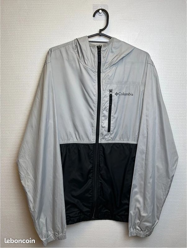 Coupe-vent Columbia Vintage Gris Noir à Capuche Homme Taille M (image 1)