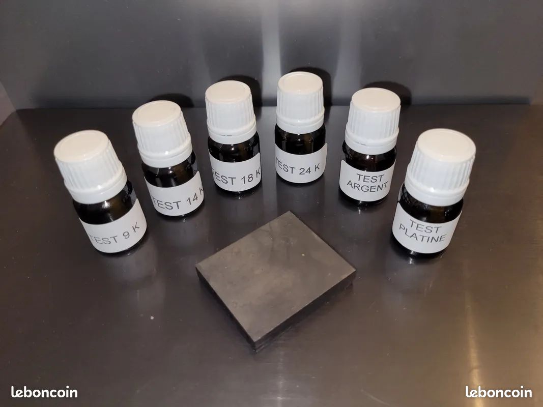 Lot kit de 6 testeurs or 9, 14, 18 et 24 carats, argent et platine avec pierre de touche (image 1)