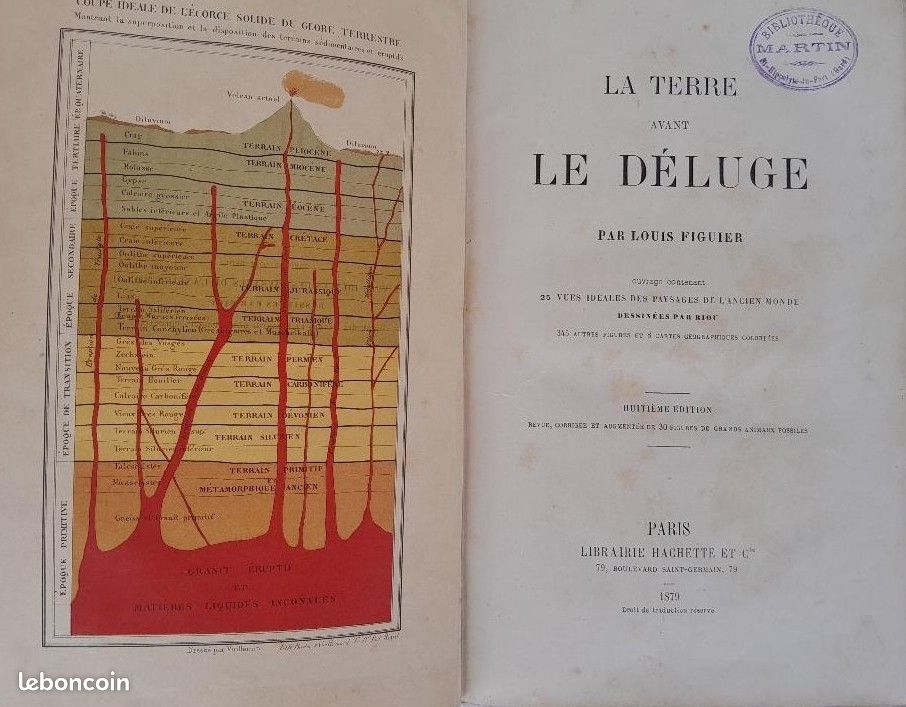 L. Figuier - La terre avant le déluge - 1879 - Reliure signée A. Fontaine (image 8)