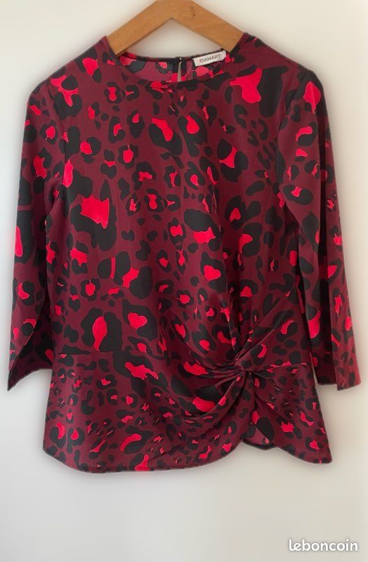 Damart Blouse imprimer léopard rouge/noir (image 1)