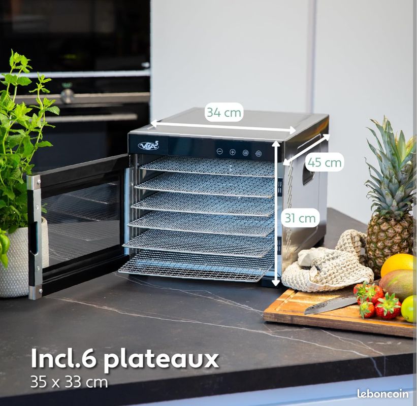 Déshydrateur Alimentaire Pro 6 Plateaux Inox - 400W - Réglable - Modèle Bosch