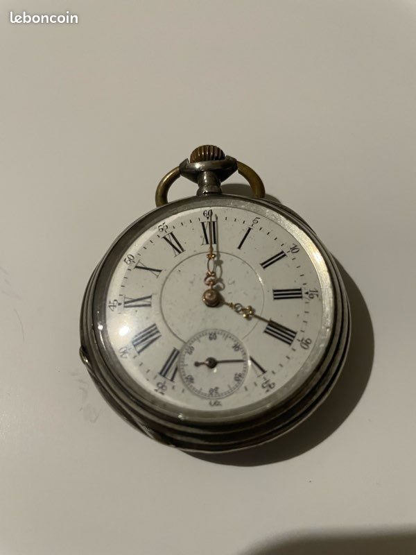 Montre De Poche Homme En Argent Massif 19ème Siècle - Mécanique à Remontoir à Clé, Occasion