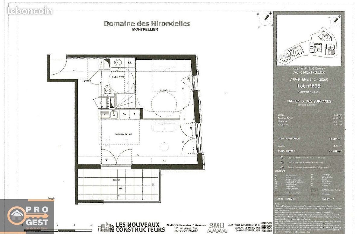 Appartement 2 pièces 44 m² · à Montpellier · 44 m² · 731 €/mois