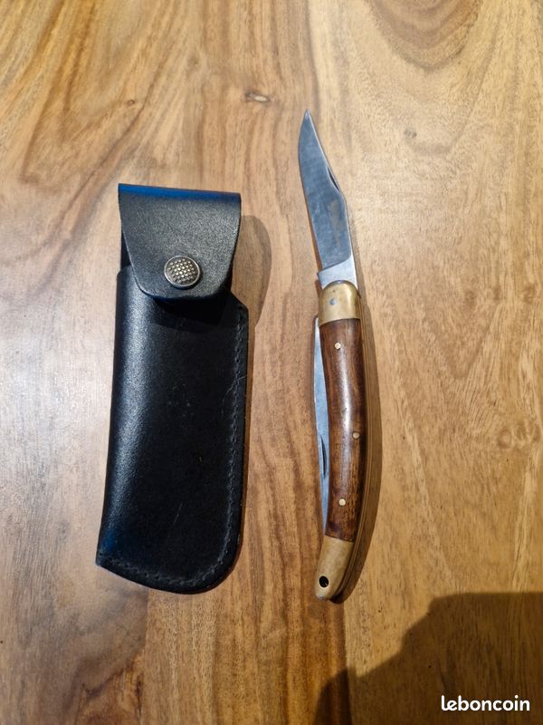 Poignard couteau bowie 27,5cm LEOPARD bois et laiton - Poignards