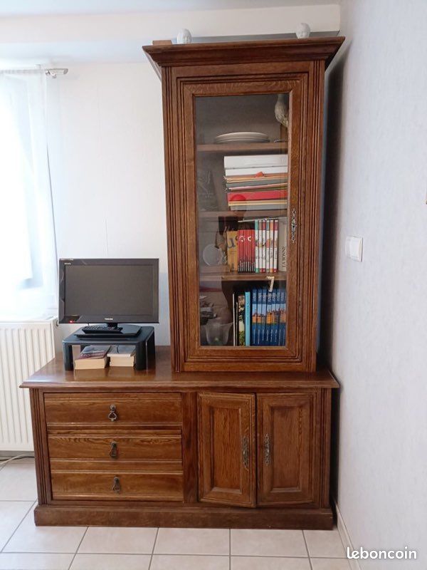 Buffet bibliotheque chene massif (image 1)