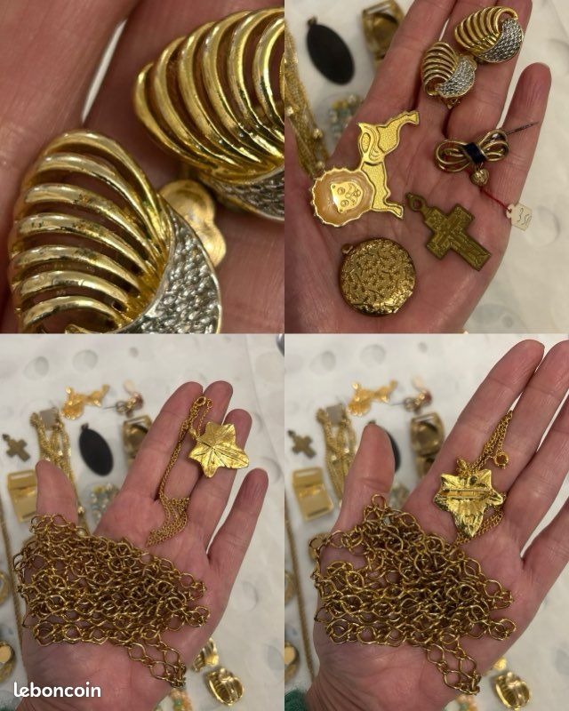 Lot Vintage De Bijoux Fantaisie – Broches, Boucles D'oreilles, Colliers Uniques D'occasion