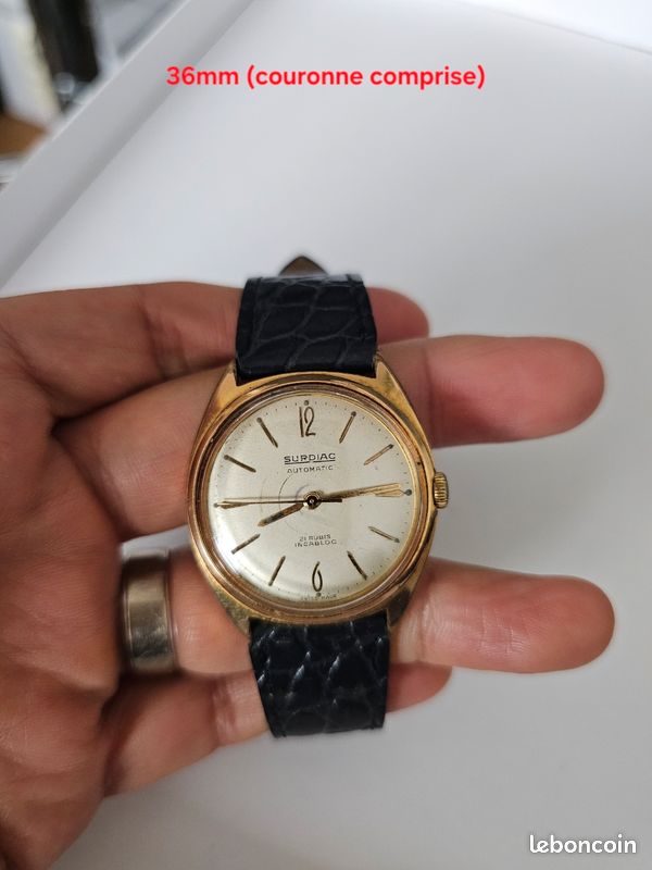 Montre vintage automatique suisse de marque SURDIAC, 36mm (image 12)