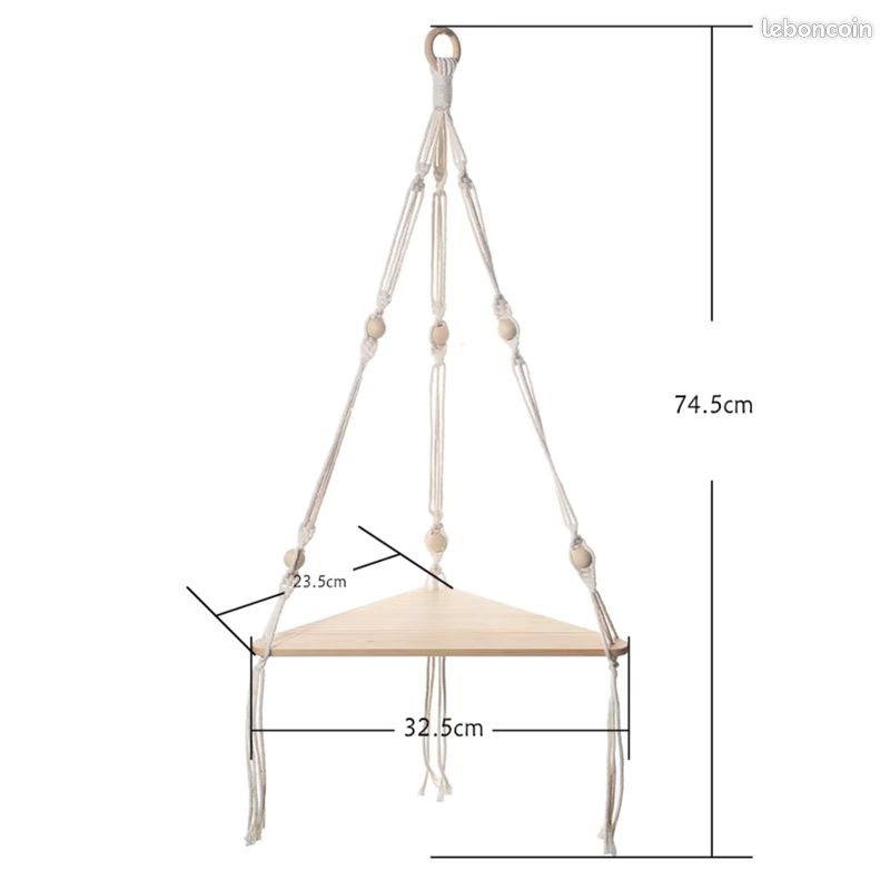 Étagère d’Angle Flottante 1 Niveau en Bois Bohème – Présentoir Mural Suspendu Déco Intérieure Moderne Salon Chambre. NEUF ✅ LIVRAISON OFFERTE 🚚 (image 3)